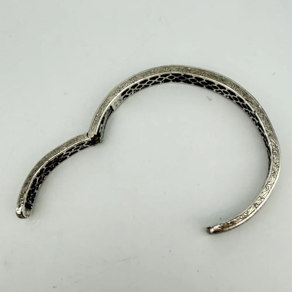 Vtg 925 Sterling Silver Diamond Cuff Bracelet Open Work Honey Comb Designer JSP